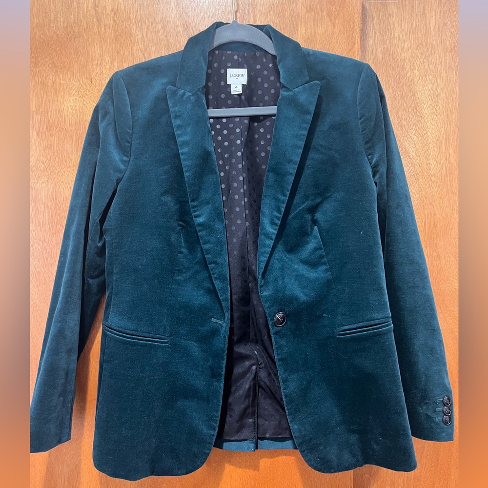 J. Crew Women's Green Velvet Blazer